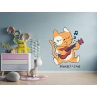 Liebevolles Wandtattoo Music Cat  für das Kinderzimmer, Spielzimmer,konturgeschnitten in 11 Größen ab 23 cm B x 30 cm H Bild 1