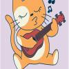 Liebevolles Wandtattoo Music Cat  für das Kinderzimmer, Spielzimmer,konturgeschnitten in 11 Größen ab 23 cm B x 30 cm H Bild 3