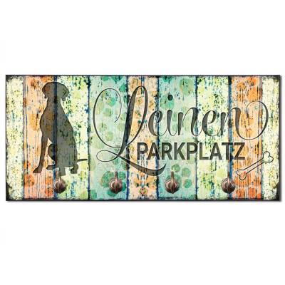 Hundegarderobe LEINEN PARKPLATZ (Weimaraner) Wandgarderobe, Leinenhalter┊tolle Geschenkidee für Hundeliebhaber