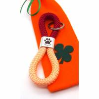 Schlüsselanhänger aus Segelseil I love my dog weinrot/aprikose - in Geschenkverpackung Bild 1