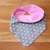 Halstuch für Kinder grau Sterne rosa mit Namen personalisiert / Babyhalstuch / Kinderhalstuch Bild 10