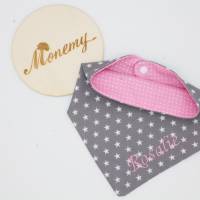 Halstuch für Kinder grau Sterne rosa mit Namen personalisiert / Babyhalstuch / Kinderhalstuch Bild 3