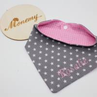 Halstuch für Kinder grau Sterne rosa mit Namen personalisiert / Babyhalstuch / Kinderhalstuch Bild 4