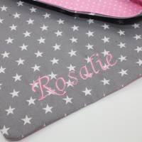 Halstuch für Kinder grau Sterne rosa mit Namen personalisiert / Babyhalstuch / Kinderhalstuch Bild 9
