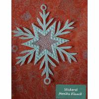Schneeflocke, cremeweiß , gestickt in Lace-Stickerei Bild 1