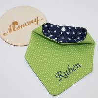 Halstuch für Kinder grün blau mit Namen personalisiert / Kinderhalstuch / Babyhalstuch Bild 1