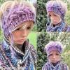 Stirnband Zopfmuster Blau Rosé Hellpetrol Lila- Violett Farbverlauf Wolle handgestrickt Hippie- Style Kopfumfang 52 cm Bild 10