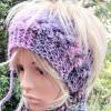 Stirnband Zopfmuster Blau Rosé Hellpetrol Lila- Violett Farbverlauf Wolle handgestrickt Hippie- Style Kopfumfang 52 cm Bild 8