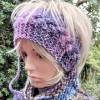 Stirnband Zopfmuster Blau Rosé Hellpetrol Lila- Violett Farbverlauf Wolle handgestrickt Hippie- Style Kopfumfang 52 cm Bild 9