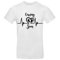 T-Shirt, Coming soon....., Herz, Babyfüße, "Herzschlag" Kurve,  werdende Mutter, schwarz, weiß, Schwangerschaft Bild 1