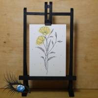 [2020-0098] DinB6-Klappkarte "Black and Gold Flower" - handgezeichnet Bild 1