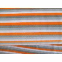 Nicki Baumwolle Streifen 5mm orange - weiß- grau Oeko-Tex Standard 100   (1m/12,-€) Bild 1
