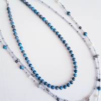 3 teilige Kette im Boho Hippie Style helle lebendige Farben Halskette Vintage Glasperlen türkis Glitzer chic Bild 8