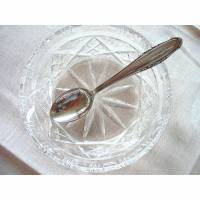 Vintage Zuckerschale aus Bleikristall  mit einem silbernem Löffel aus den 50er Jahren Bild 1