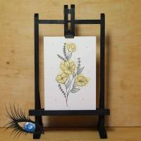 [2020-0060] DinB6-Klappkarte "Black and Gold Flower" - handgezeichnet Bild 1