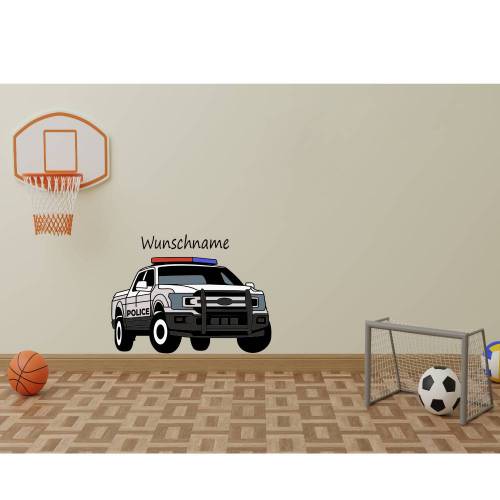 Tolles Wandtattoo Police Car für das Kinderzimmer, Spielzimmer,konturgeschnitten in 10 Größen ab 35 cm B x 20 cm H