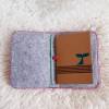 Traveller Notebook Hülle A6- Leder und Filz, handgenäht, blau,Blumenstickerei Bild 4