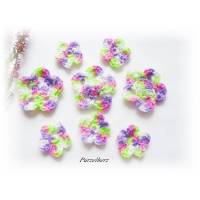 8-teiliges Häkelblumen-Set im bunten Farbverlauf - Gastgeschenk,Tischdeko,Streudeko,Aufnäher,Häkelapplikation Bild 1