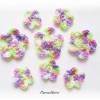 8-teiliges Häkelblumen-Set im bunten Farbverlauf - Gastgeschenk,Tischdeko,Streudeko,Aufnäher,Häkelapplikation Bild 2