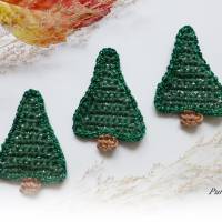 3 gehäkelte Tannenbäume nach Wahl rot oder grün Glitzer - Häkelapplikation,Streudeko,Tischdeko,Weihnachten,Gastgeschenk Bild 3