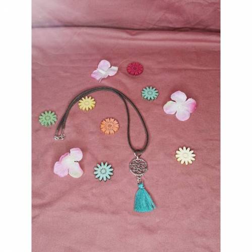 Choker - Traumfänger - Lederkette - grau