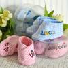 Babyschuhe rosa kariert mit Namen personalisiertes Taufgeschenk Geschenk zur Geburt für Mädchen Bild 2