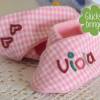 Babyschuhe rosa kariert mit Namen personalisiertes Taufgeschenk Geschenk zur Geburt für Mädchen Bild 3