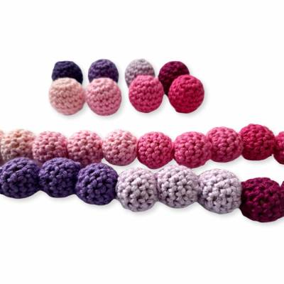 Häkelperlen 18 mm, umhäkelte Holzperlen, Farbwahl, gehäkelte Perlen, Textilschmuck, Häkelperlen für Ketten, Baby