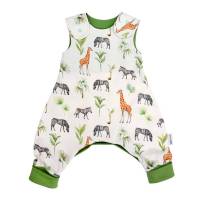 Baby Mädchen Jungen Unisex Mitwachs-Strampler optional mit Wickelöffnung "Giraffen & Zebras" Gr. 50-56 und 62-68 Bild 1