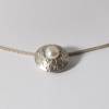 Collier "Bouton" in 935 Silber Olivenkranz ziseliert mittig Bouton-Perle an einer schönen Fuchsschwanzkette 43 c Bild 4
