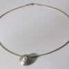 Collier "Bouton" in 935 Silber Olivenkranz ziseliert mittig Bouton-Perle an einer schönen Fuchsschwanzkette 43 c Bild 5