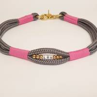 Halsband, Tauhalsband mit Namen des Hundes oder Wunschtext und Perlen verziert, für mittlere bis große Hunde Bild 4