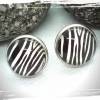 Edelstahl Ohrstecker mit Zebra-Muster, Glas-Cabochon,12 mm, Afrika, Animalprint, schwarz,weiss Bild 2