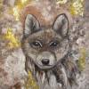 BABY WOLF -  abstraktes Acrylbild mit goldfarbigem Blattmetall auf Leinwand Bild 2