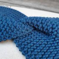 Stirnband mit Knoten handgestrickt - Wolle (Merino) - petrolblau Bild 3