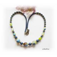 Harmonisch kurze Halskette, Glasperlenkette - modern,trendy,modisch,einzigartig - blau,apfelgrün Bild 1