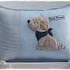 Kissen 30cmx40cm hellblau/weiß Hund mit Halstuch, personalisierbar Bild 4