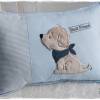 Kissen 30cmx40cm hellblau/weiß Hund mit Halstuch, personalisierbar Bild 6
