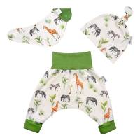 Baby Frühchen Jungen Mädchen Set Pumphose-Mütze-Tuch "Giraffen & Zebras" Geschenk Geburt Bild 1