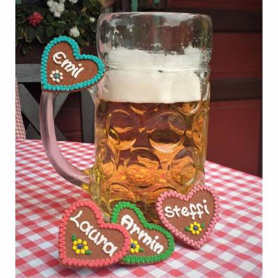 Herz Markierung Maßkrug mit Namen 6er SET - Maßkrugmarkierung Bierglasmarkierung Filzherz Bierglas Bierkrugmarkierung 