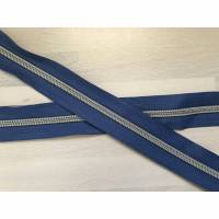 Metallisierter Endlosreißverschluss breit jeansblau mittel - Spirale silber Bild 1