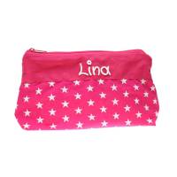 Schminktäschchen Sterne pink mit Namen Kulturtasche Beauty Bag Waschtasche Kulturbeutel Kosmetiktäschchen personalisiert Bild 1
