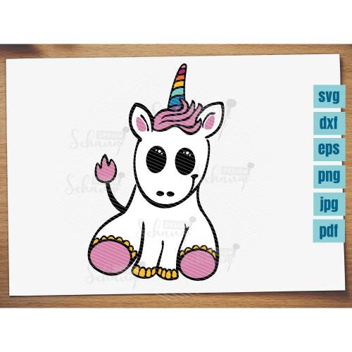 Einhorn niedliche Plotterdatei mit süßem Einhorn - svg dxf png jpg eps pdf auch geeignet für sublimation und laser cut