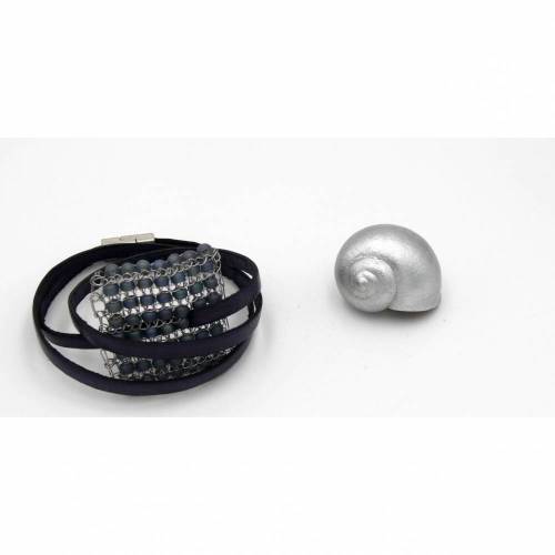 Lederarmband mit Strickobjekt