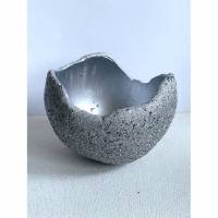Beton Deko Teelichthalter/Windlicht Silber/Granit 8 cm Durchmesser Bild 1