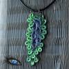 [2020-q-0048] Halskette / Collier mit Quillinganhänger in Grün-Blau Bild 3