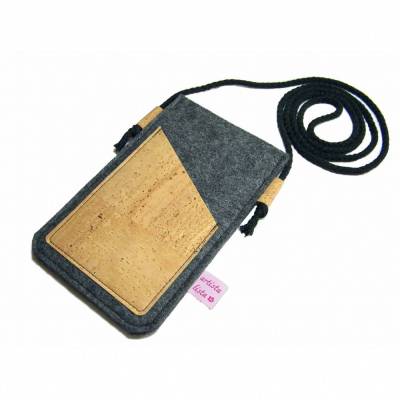 Handyhülle zum Umhängen Handytasche aus Merino Wollfilz Filz Kork Farb- und Größenauswahl