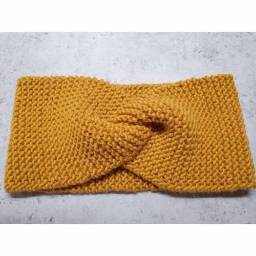 Twist-Stirnband, gestrickt, senf