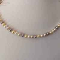 Bunte Perlenkette, Zuchtperlen (teils gefärbt), Home Office, Geschenk für Frauen, Perlencollier, Brautschmuck, Handarb Bild 1
