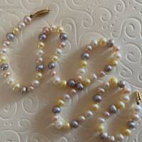 Bunte Perlenkette, Zuchtperlen (teils gefärbt), Home Office, Geschenk für Frauen, Perlencollier, Brautschmuck, Handarb Bild 4